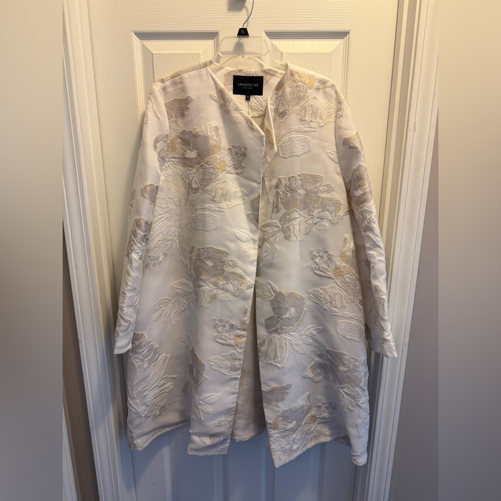Lafayette 148 Jacquard Topper Coat, XL, Cloud Multi, NWT - Picture 7 of 9